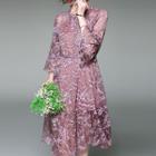 Bell-sleeve Stand-collar Dress