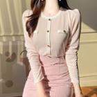 Contrast-trim Mock Cardigan