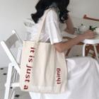 Lettering Canvas Tote Bag S54 - Off-white - One Size