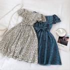 Floral Off-shoulder Ruffled-trim Dress