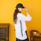 Letter Elbow-sleeve Fleece-lined T-shirt