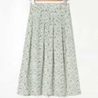 High-waist Floral Print Pleated Midi Skirt