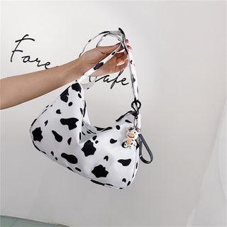Cow Print Zip Crossbody Bag White - One Size