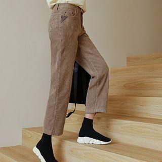 Patched Corduroy Loose-fit Pants