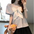 Puff-sleeve Bow Top