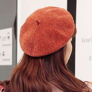 Chenille Yarn Beret Hat