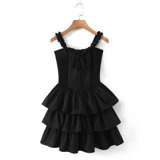 Spaghetti Strap Tiered Mini Corset Dress