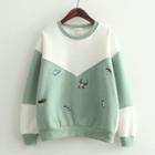 Deer Embroidered Color Panel Pullover (fleece-lined)