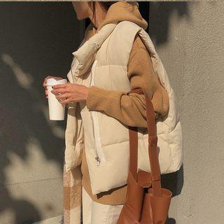 Padded Zip Vest / Knit Hoodie