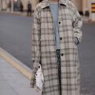 Tie-waist Plaid Woolen Coat
