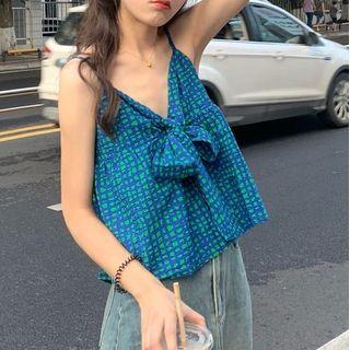 Plaid Flowy Camisole Top Blue - One Size