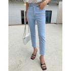 Plus Size Double-button Straight-leg Jeans