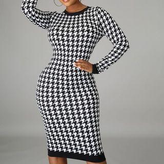 Houndstooth Knit Dress