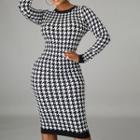 Houndstooth Knit Dress