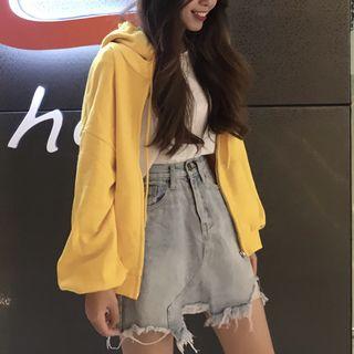 Hooded Zip Jacket Yellow - One Size