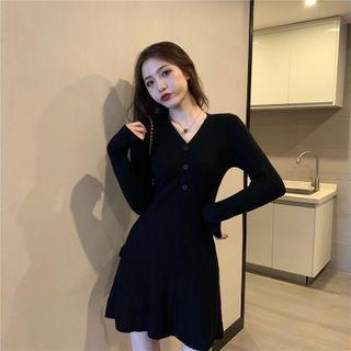V-neck Slim-fit Mini Dress