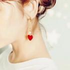 Heart Ear Stud 1 Pair - Love Heart - Red - One Size