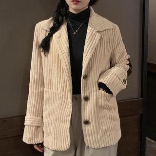 Applique Corduroy Single-breasted Jacket As Shown In Figure - One Size