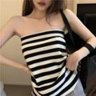 Striped Knit Tube Top Stripes - Black & White - One Size