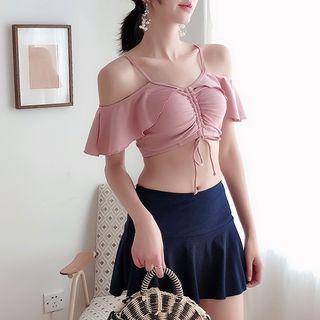 Set: Cold Shoulder Swim Top + Swim Skirt