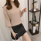 Puff Sleeve Turtleneck Knit Top
