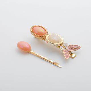 Set: Acrylic Bead Glaze Butterfly Hair Clip + Hair Pin