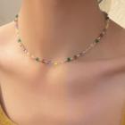 Glass Bead Alloy Choker Jml5120 - Necklace - Multicolor - Blue & Yellow & Green - One Size