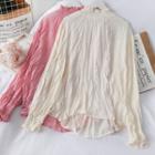Stand-collar Ruched Loose Blouse
