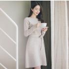 Tie-waist Long-sleeve Knit A-line Dress