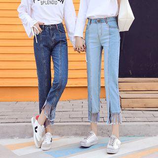 Fringe Straight Cut Jeans