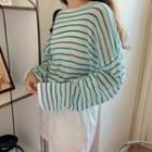 Long Sleeve Stripe Oversized T-shirt Stripe - One Size