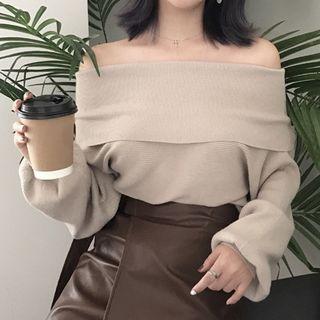 Foldover Off-shoulder Sweater