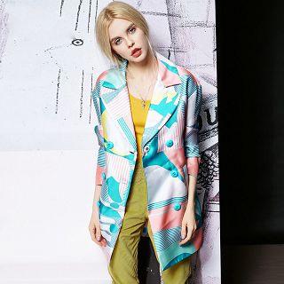Printed Button Coat