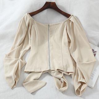 Tie Waist Long-sleeve Top