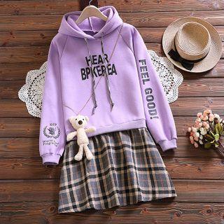 Hood Lettering Mock Two Piece Dress