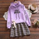 Hood Lettering Mock Two Piece Dress