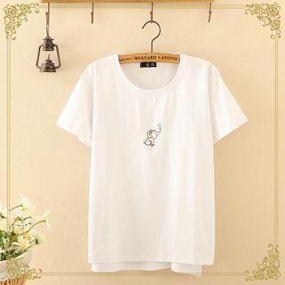 Elephant Embroidered Short-sleeve T-shirt