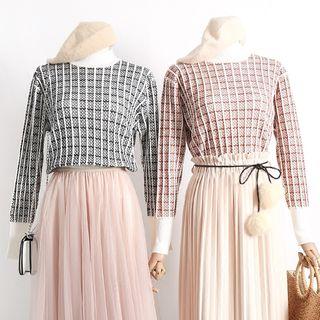 Check Mock-neck Sweater