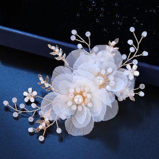 Wedding Faux Pearl Flower Hair Clip White - One Size