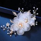 Wedding Faux Pearl Flower Hair Clip White - One Size
