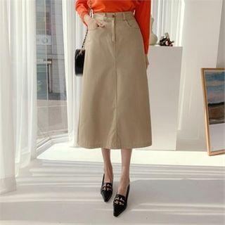 Zip-fly A-line Long Skirt
