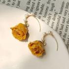 Beaded Rose Drop Earring 1 Pair - 1874 - Rose - Dark Yellow - One Size
