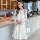 Long-sleeve Button Chiffon Mini A-line Dress
