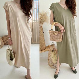 Cap-sleeve Long T-shirtdress