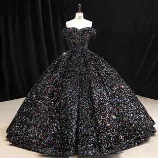Off Shoulder Glitter Ball Gown