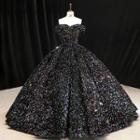 Off Shoulder Glitter Ball Gown