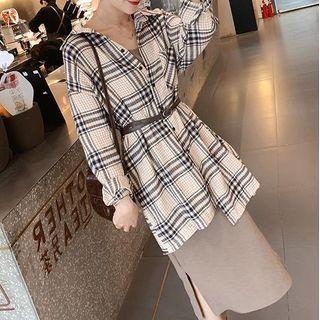 Set: Plaid Shirt + Midi Tank Dress