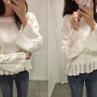 Drop-shoulder Pointelle-knit Sweater
