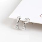 Non-matching 925 Sterling Silver Rhinestone Question & Exclamation Mark Dangle Earring 1 Pair - Silver - One Size
