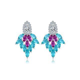 Fashion And Elegant Geometric Earrings With Cubic Zirconia Silver - One Size
